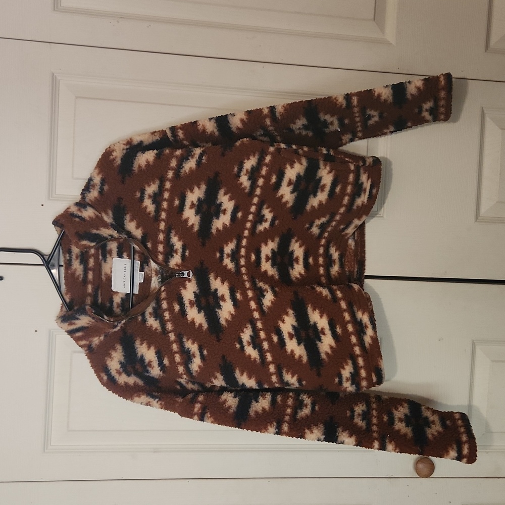 American Eagle Women's Crop Sweater Brown Aztec XS